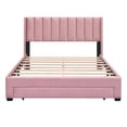 thumbnail image 6 of Gewnee Queen Size Velvet Platform Bed with Upholstered Headboard and Storage Drawer,Pink, 6 of 7