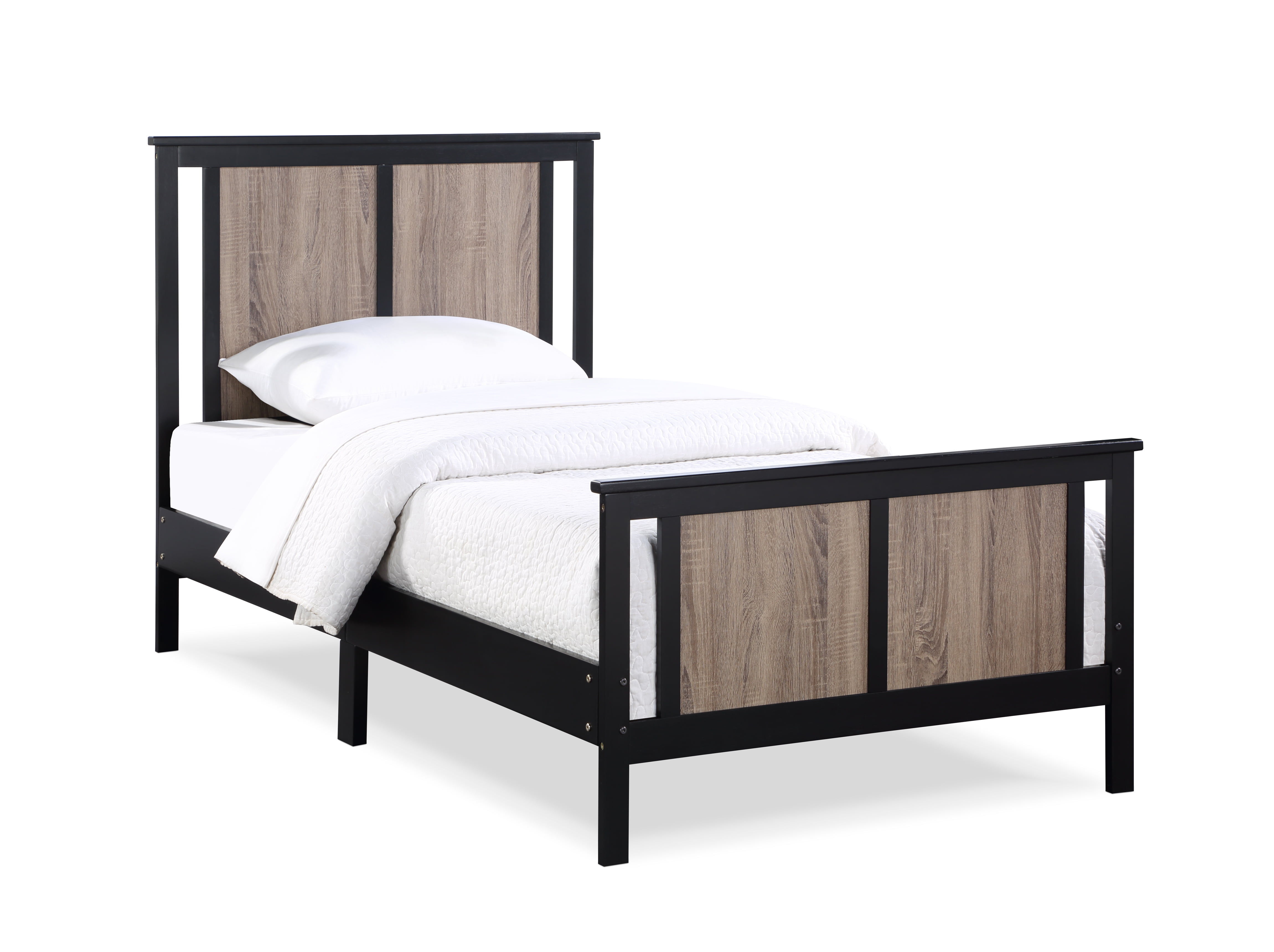 Olive & Opie Connelly Twin Bed Black/Vintage Walnut