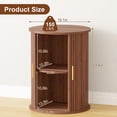 thumbnail image 3 of Fluted Round Side Table Set of 2, Mid Century Modern Night stand with Sliding Tambour Door and Storage Shelf, Wood Bedside Table, End Table for Small Space,Bedroom, Living Room, 3 of 8