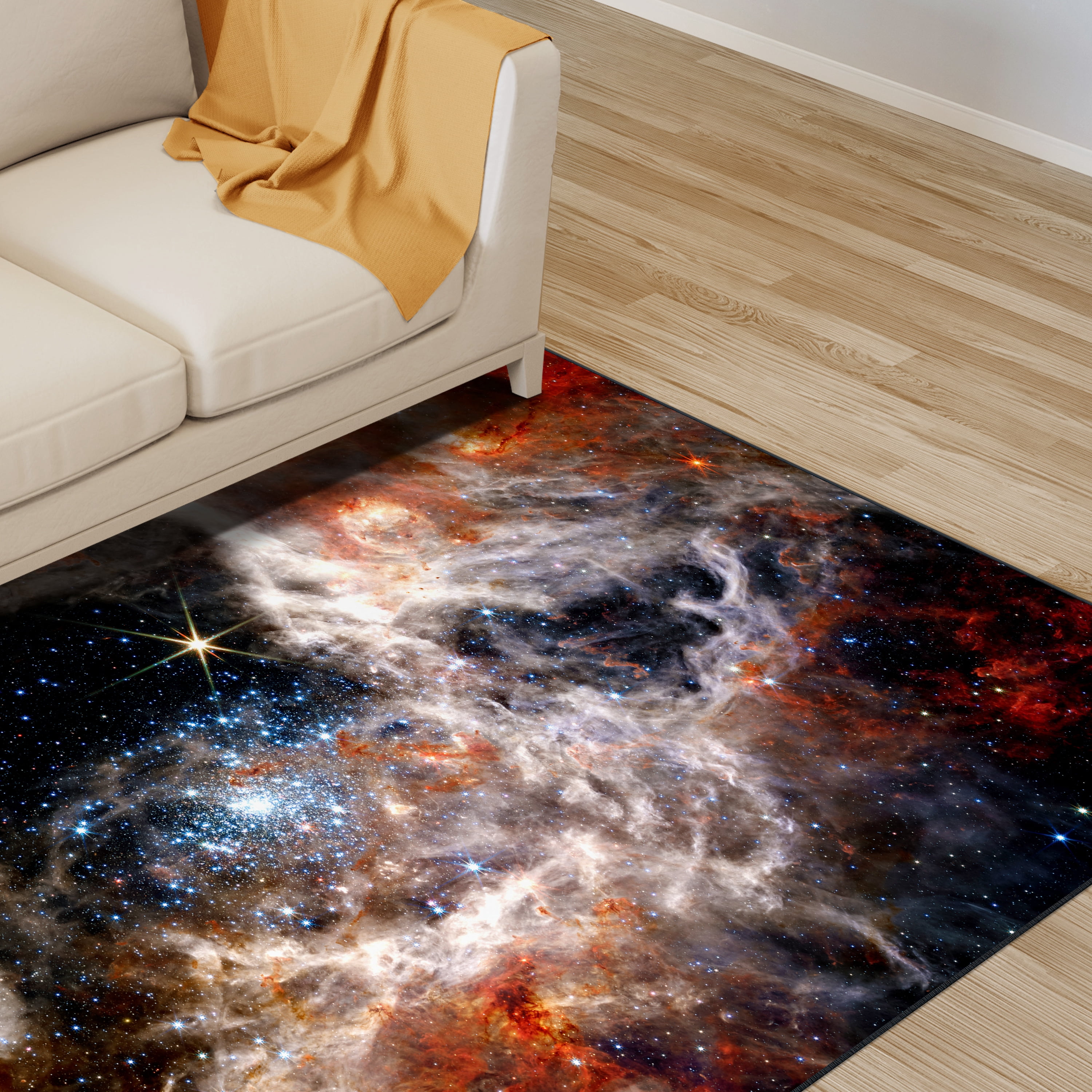 The James Webb Space Telescope Washable Art Area Rug size 5'x8', Power-loomed, Heavenly Softness with Non-Slipping Backing