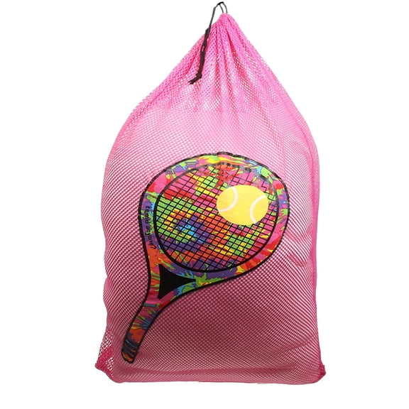 Gilbin Matching Mesh Laundry Or Sock Bag with Drawstring for Sleep Away Camp (Laundry Bag Tennis Racket)