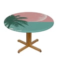 thumbnail image 3 of JRXY Palm Leaves Outdoor Fitted Round Tablecloth White, 3 of 8