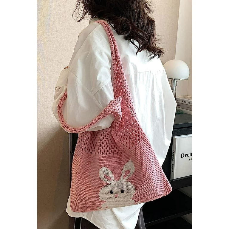  Chunful 2 Pcs Boho Crochet Bag Knitted Tote Bag Grunge  Aesthetic Tote Bag Mesh Hollow Shoulder Bags Casual Hippie Purse :  Clothing, Shoes & Jewelry
