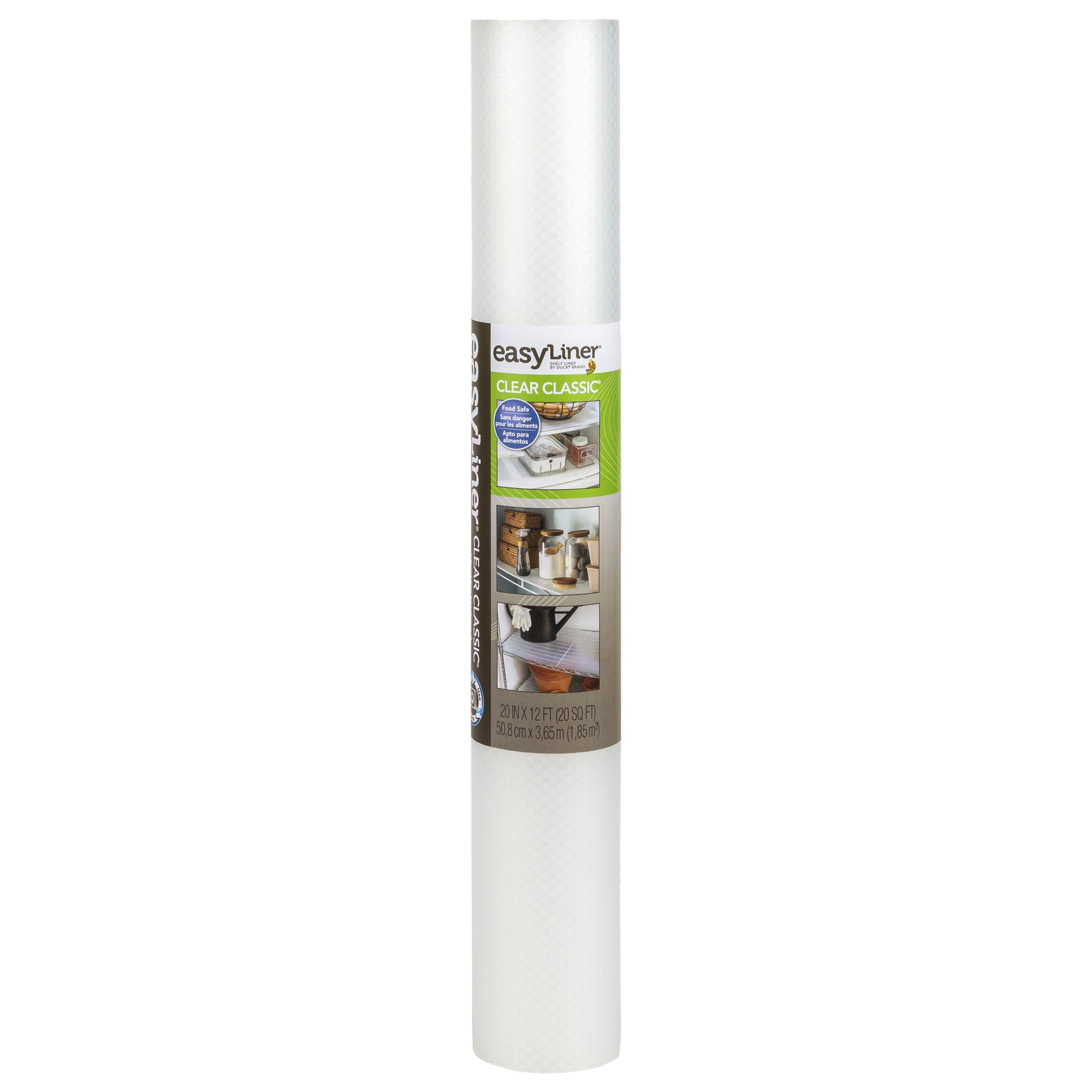 (2 pack) Clear Classic EasyLiner Shelf Liner, Clear 20" x 12' Roll