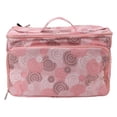 thumbnail image 1 of Bolsa de tejer de tela Oxford rosa, multifuncional, portátil, con divisores para agujas de tejer, ovillos de hilo y suministros de costura., 1 of 14