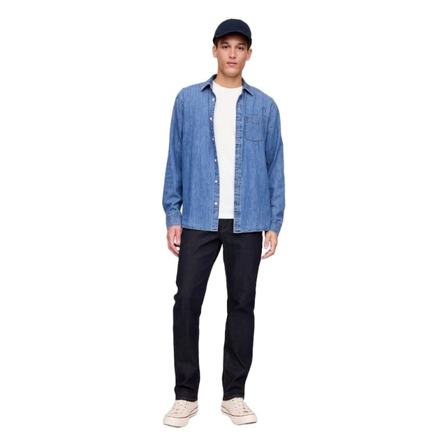 Jeans GAP para hombre, corte recto, mezclilla, lavada, color índigo, 28 x 32