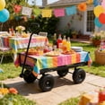 thumbnail image 5 of Black Metal Garden Wagon Cart TC1840BKG with Removable Sides 550LBS Heavy Duty Utility Cart for Firewood Plant Soil Transport 10-Inch Tires 180 °   Rotating Handle, 5 of 27