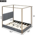 thumbnail image 6 of Queen Size Canopy Bed with Upholstery Headboard, 4-Poster Canopy Bed with Metal Frame, Modern Queen Bed Frame with Slats Support, No Box Spring Needed, 6 of 9