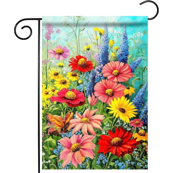 Spring Floral Garden Flag Double Sided Welcome Yard Flag for Outdoor Farmhouse Seasonal Decor 12.5 x 18 Inch