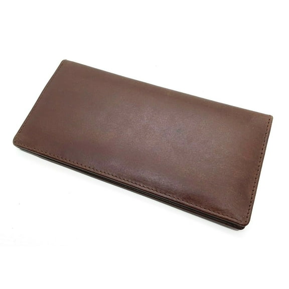 Genuine Leather Standard Plain Checkbook Cover Long Wallet Men Women