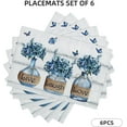 thumbnail image 2 of Hydrangea Flower Hydrangea Flower Placemats Set of 6 Farmhouse Blue Floral Table Mats Washable Place mats for Home Party Indoor Kitchen Dining Table Decoration 12x18 Inch, 2 of 6