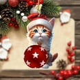 thumbnail image 6 of Christmas 2Pcs Christmas Ball Ornaments Cute Cat Pendant Acrylic Car Rearview Mirror Pendant Christmas Tree Decorations, 6 of 9