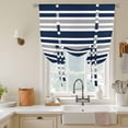 thumbnail image 2 of Tie Up Curtains for Windows Gray Striped Valance Adjustable Balloon Curtain Navy Blue Contrast Stripes Tie Up Shades for Kitchen Living Room Bedroom Privacy Curtain Drape 34x45 Inch, 2 of 9