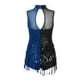 thumbnail image 4 of Alvivi Kids Girls Color Block Sequins Tassels Fringed Leotard Dress Ballroom Latin Dance Costume Navy Blue 12, 4 of 7