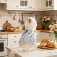 thumbnail image 1 of Small Dog & Cat Pet Dress with Leash Attachment, Blue Striped Embroidered Pullover, Breathable Polyester Bow Outfit, 50 x 40 cm, 1 of 6