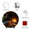 thumbnail image 4 of Wukai Cozy Tree Hole Cabin Print Decorative Plate for Display,Bone China Decorative Plate, Ceramic Dinner Plate with Stand, Vertical Ceramic Plate-10in, 4 of 6