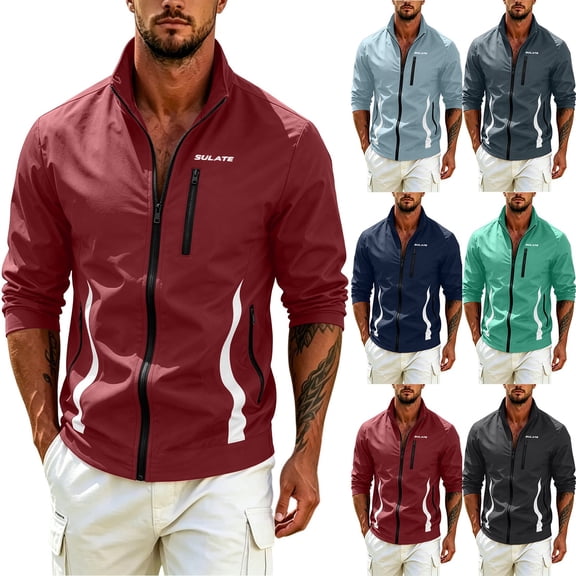 Wrtxtat Men's UPF 50 Sun Protection Gym Jacket Lightweight Stand Collar Full Zip Hooded Athletic Jackets Long Sleeve Track Running Jackets Black XL