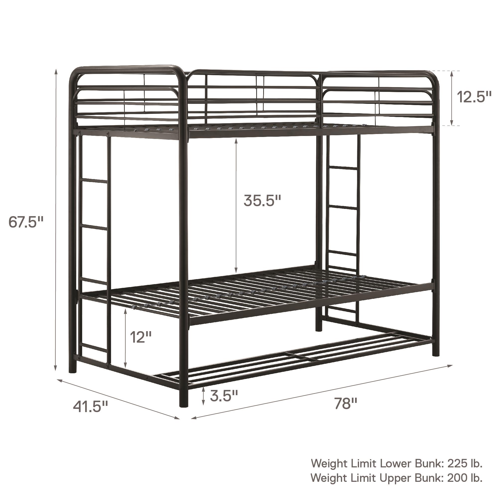Mainstays Twin over Twin Metal Bunk Bed with Storage Bins, Black ...
