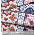 thumbnail image 3 of Soimoi Polyester Crepe Fabric Mandala & Paisley Patchwork Print Fabric by The Yard 52 Inch Wide, 3 of 3