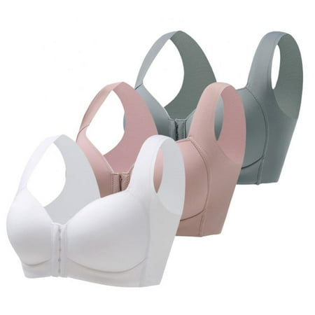 

3pcs Front Buckle Bra Women Seamless Bra Wild Wire Free Bra Back Smoothy Bra Push Up Tank Bra U-shape Vest Type Bra 3/4 Cup Bra Thin Mold Cup Bra