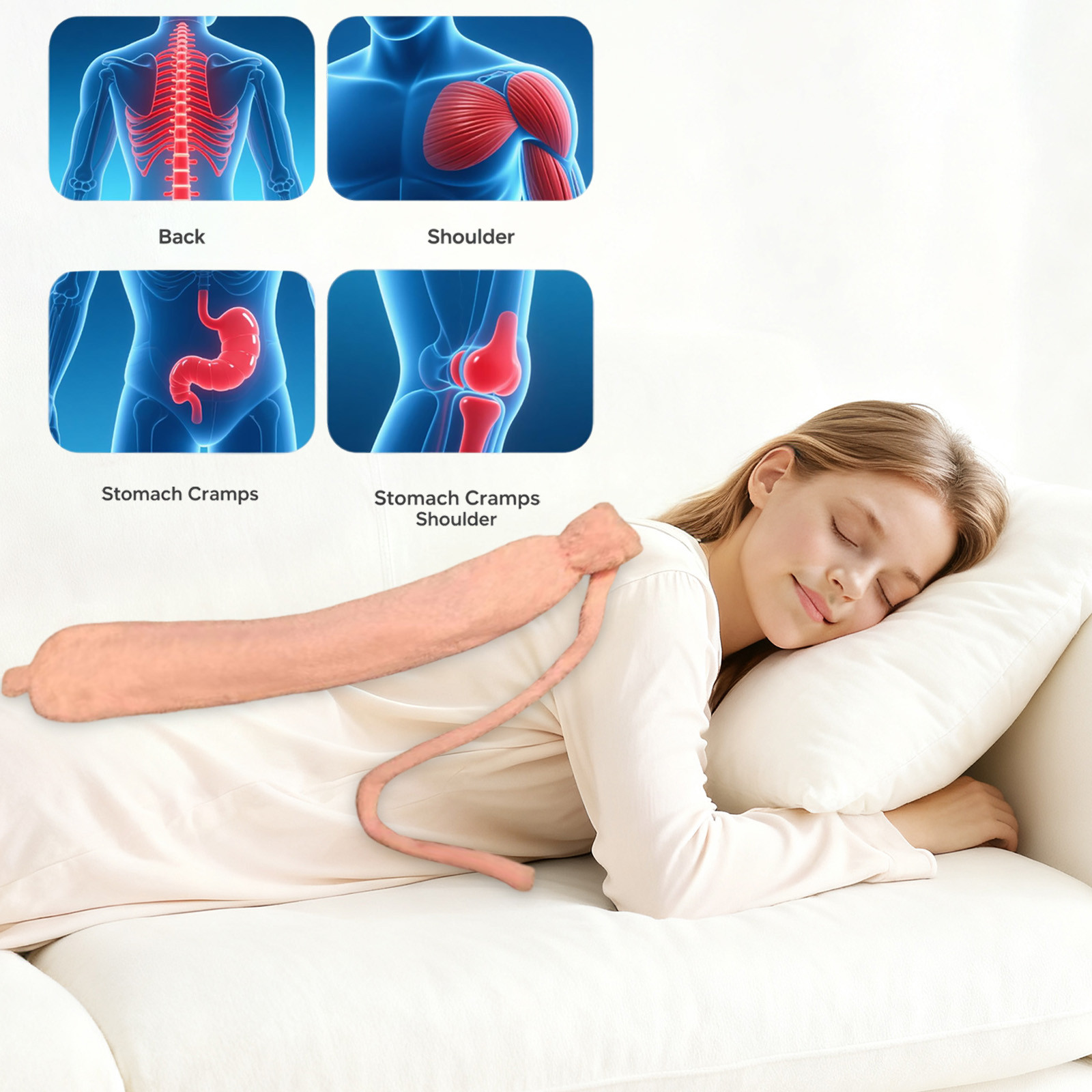 Long Hose Hot Water Bottle for Back Shoulder and Lower Abdomen Warming Comfort Heating Pad for Adults and Children