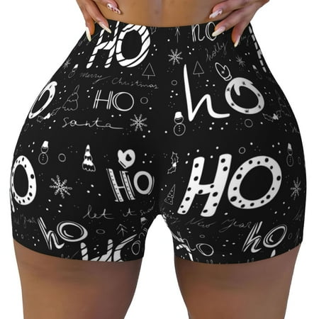 Workout Shorts Women  Ho-Ho-Ho 2 Biker Shorts for Women Running Gym Spandex Shorts Tummy Control