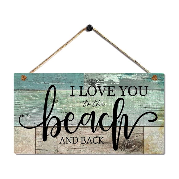 Panneaux Décoratifs de Plage Je t'Aime jusqu'à la Plage et Plaque Arrière pour Décoration Murale Thème Plage par 11.5x6 Pouces