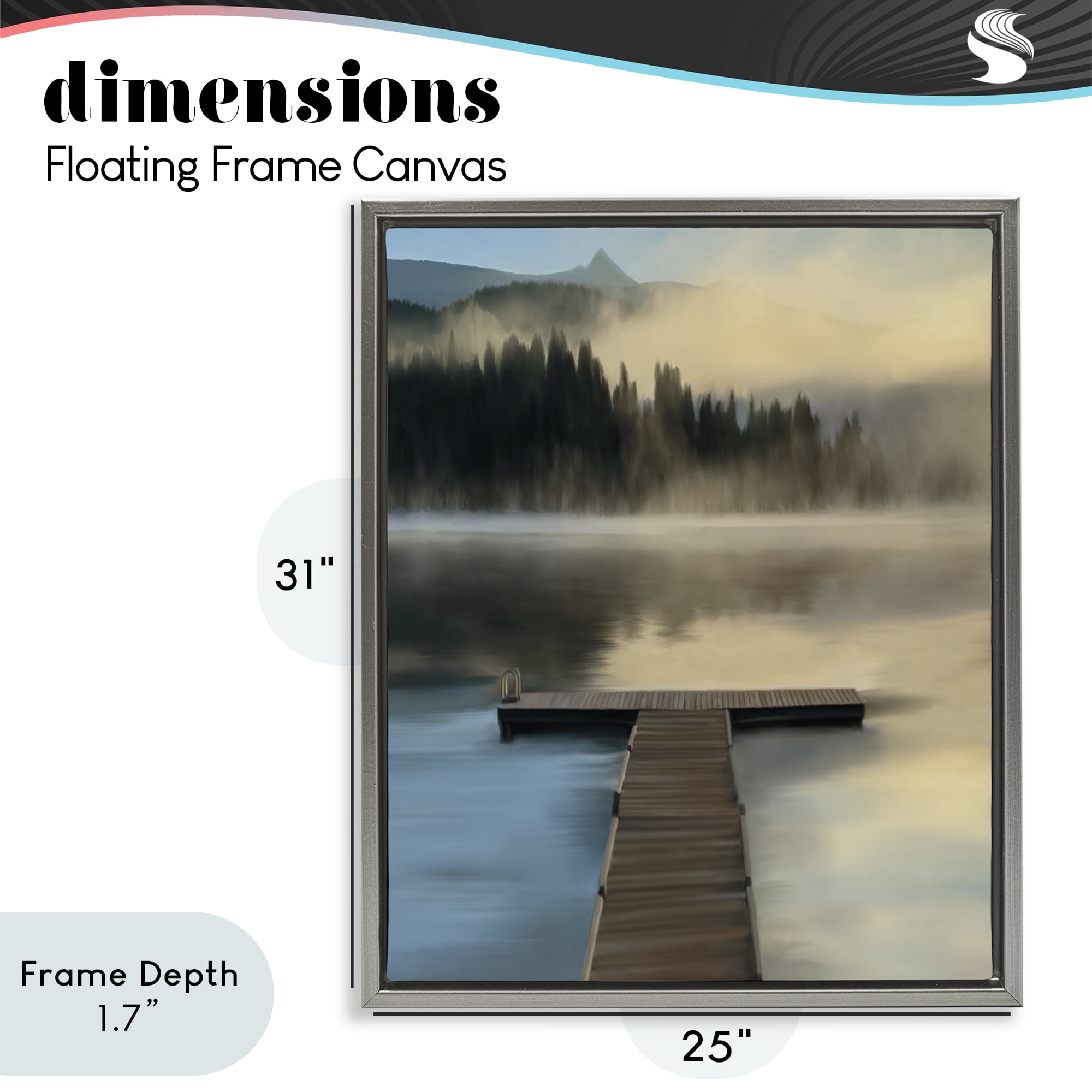 Stupell Industries Reflective Lake At Dusk Gray Framed Floater Canvas Wall Art, design by Renel Peters