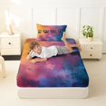 thumbnail image 3 of Manfei Oil Paint Paw Twin Fitted Sheet, Splash Rainbow Bedding, Blue Orange, 2 Pieces, 1 Fitted Sheet and 1 Pillowcase, 3 of 6