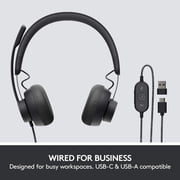 Logitech Zone Wired Noise Cancelling USB-C Headset with USB-A Adapter, Graphite