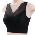 thumbnail image 3 of Bigersell Pullover Bras Women Mesh Lace V-Neck Bra Ladies Push up Bra No Underwire Padded Bralette Wireless Sports Bras for Women Pull On Closure Soft Bra Style-D34, Black One Size, 3 of 4