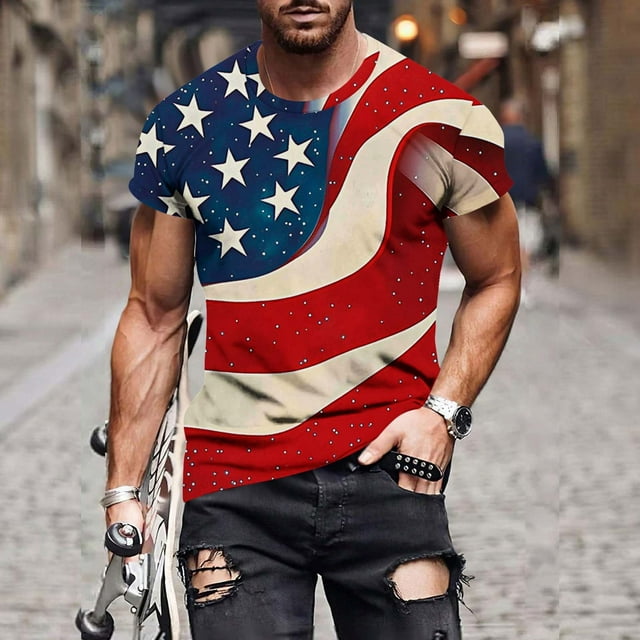 Tops para hombre, blusas y camisas de manga corta con cuello redondo para hombre, camiseta con cuello redondo y estampado para hombre, blusa informal de poliéster de manga corta a la moda para hombre.