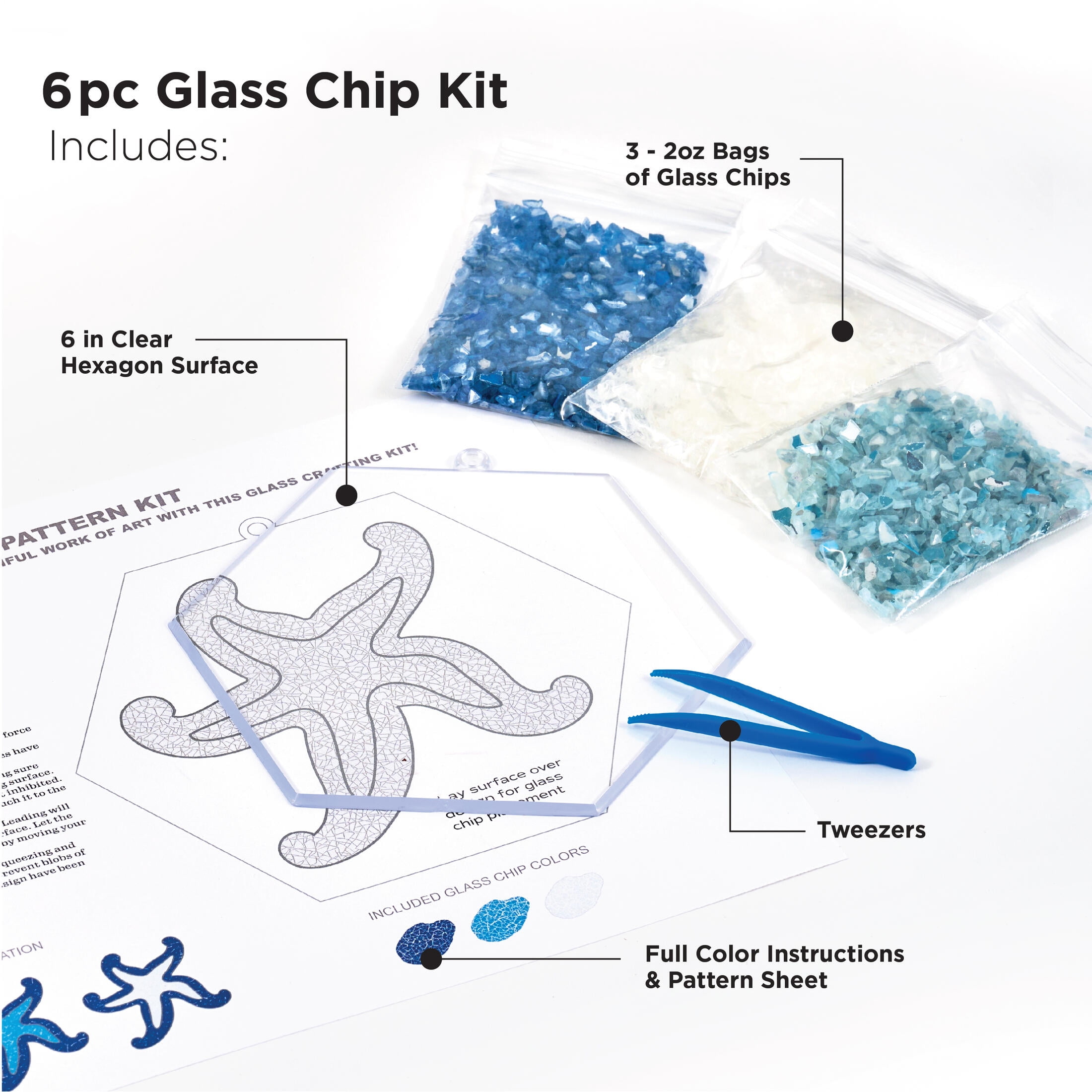 (2 pack) Fragment Effects Glass Chip Crafting Set, Starfish, 6 Piece