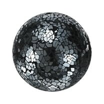 Uxcell 1-Pack Decorative Ball for Bowls, 4 Inch Mosaic Glass Balls Decorative Glass Orbs for Home Decor/Dining Tables [Bright Black]