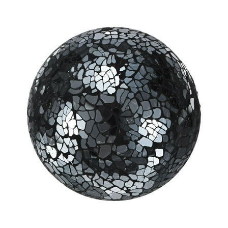 Uxcell 1-Pack Decorative Ball for Bowls, 4 Inch Mosaic Glass Balls Decorative Glass Orbs for Home Decor/Dining Tables [Bright Black]