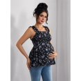 thumbnail image 5 of Women's Maternity Tank Tops Floral Babydoll Top Square Neck Smocked Peplum Blouse Shirts Black S, 5 of 8