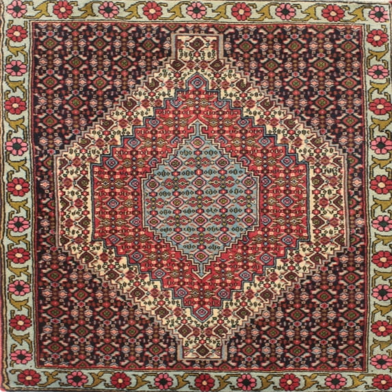 Ahgly Company Indoor Square Traditional Dark Almond Brown Medallion Area Rugs, 6' Square