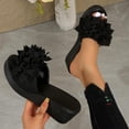 thumbnail image 5 of Wensltd Women Flower Solid Color Wedge Sandals Open Toe Slip On Summer Casual Vacation Beach Shoes Comfortable Trendy Breathable Design, 5 of 9