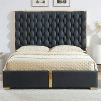 Rollie Vegan Leather Upholstered King Bed Frame In Black