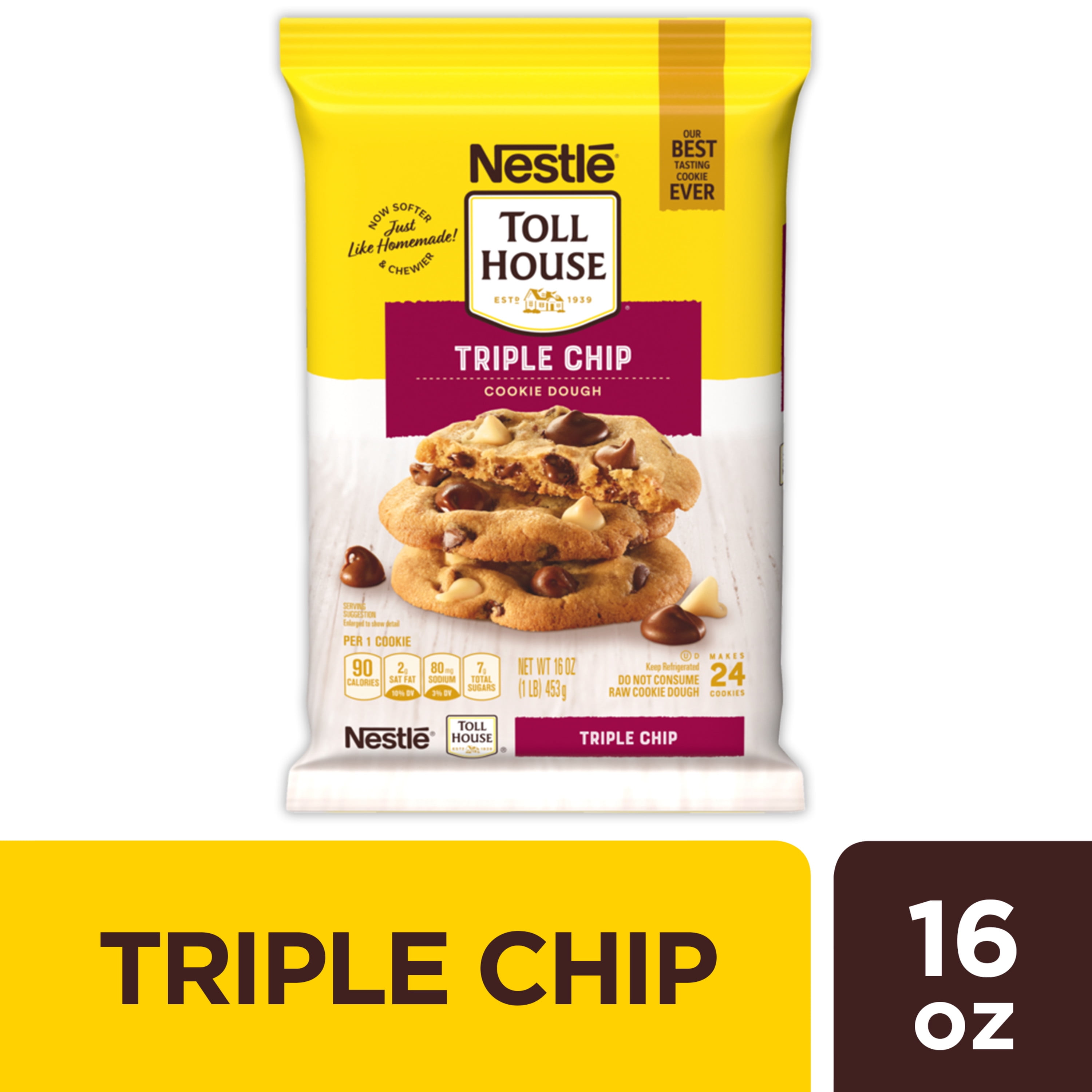 Nestle Toll House Triple Chip Cookie Dough 16 Oz. - Walmart.com