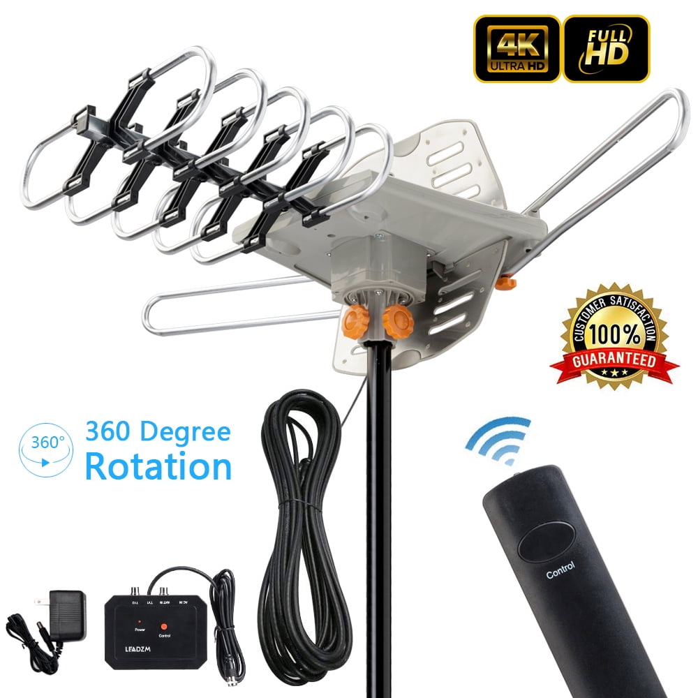 Zimtown 150Miles Outdoor TV Antenna Motorized Amplified HDTV High Gain