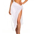 thumbnail image 2 of Women's Cover Up Skirts Tie Waist High Slit Midi Sarong Sheer Chiffon Mesh Beach Cover Up Swimwear Vacation Wear Crochet Hollow out Swim Cover up for Women White One Size, 2 of 5