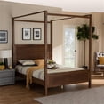 thumbnail image 2 of Bowery Hill Modern Wood King Size Platform Canopy Bed in Walnut Brown, 2 of 8