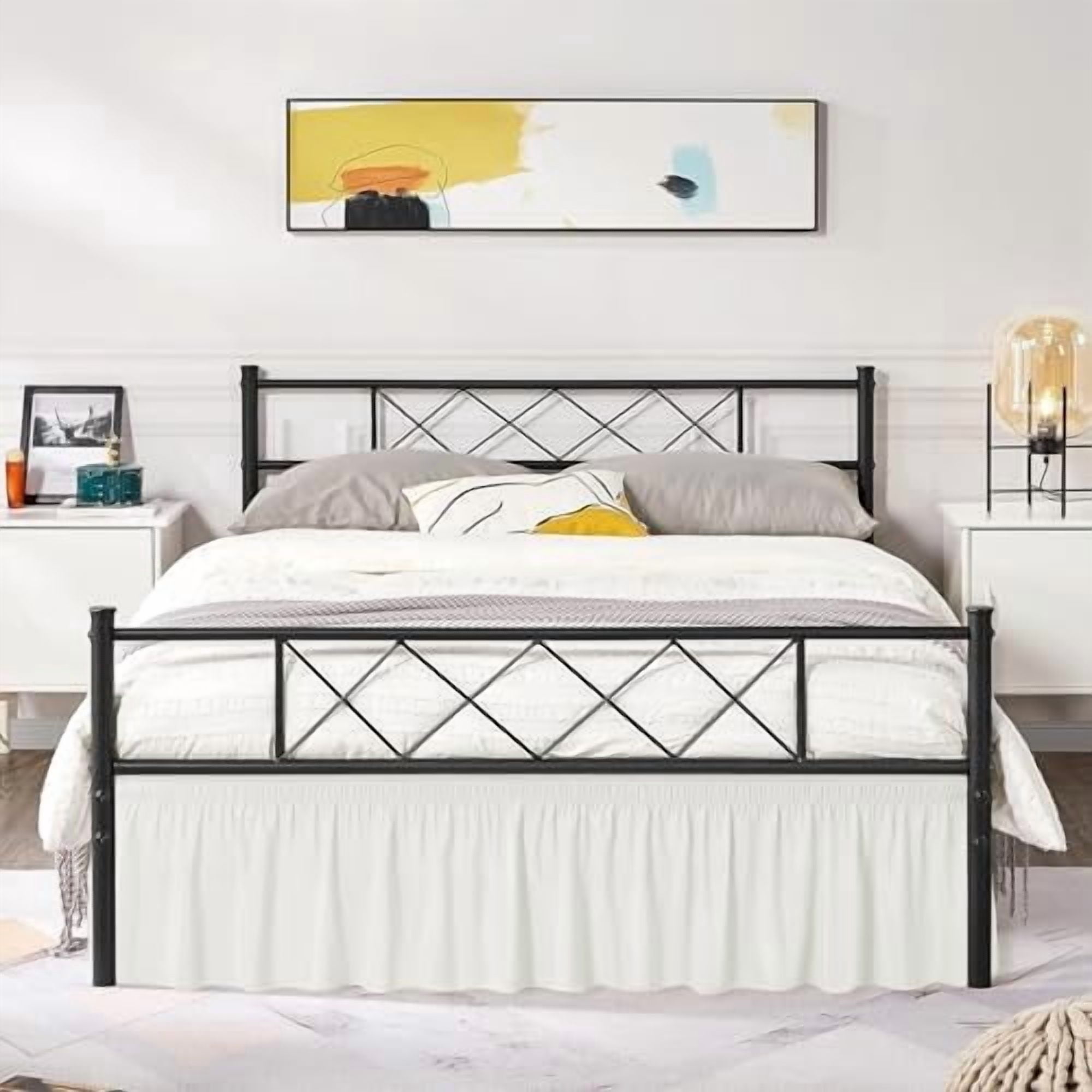 Wrap Around Bed Skirts with Split Corners for Twin/Twin XL Beds 18" Drop, Ivory Adjustable Elastic Dust Ruffles Easy Fit Wrinkle Resistant Silky Luxurious Fabric Machine Washable