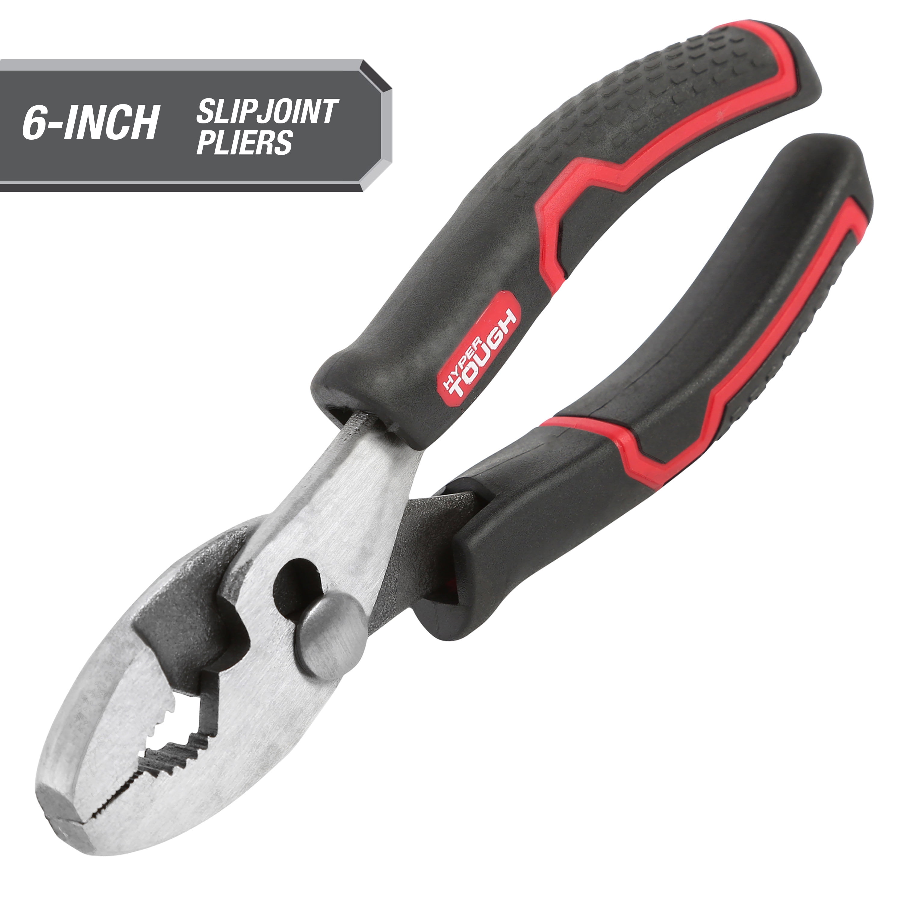 Hyper Tough 6" Standard Slip Joint Pliers , Ergonomic Handle, 2