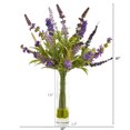 thumbnail image 2 of Nearly Natural 15” Lavender Artificial Arrangement in Glass Vase (Set of 2), 2 of 3