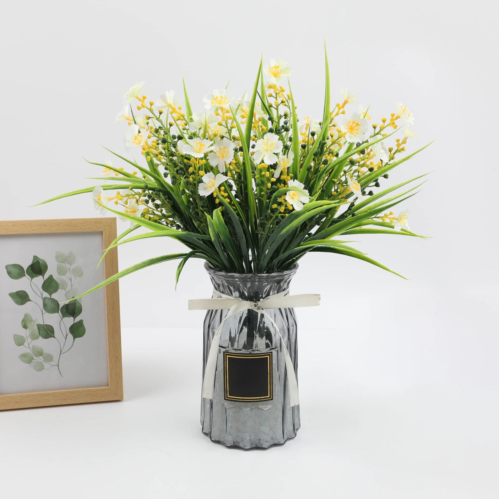4 Bundles Artificial Flowers for Outdoors - 14" UV Resistant Silk & for Spring/Summer Decor, Garden, Porch, Window Box - Indoor/Outdoor Mixed Floral Arrangements