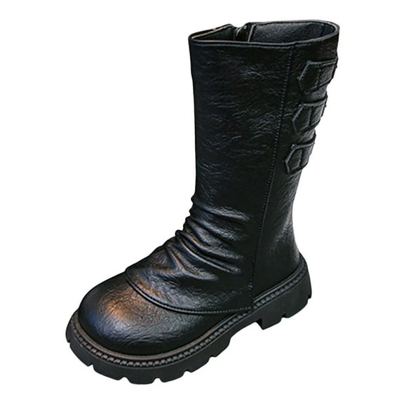 Zshosam Boots for Toddler Girls Toddler Girls Cowboy Boots - Cowgirl Western Boot for Kids Mid Calf Riding Shoes Little Kid/Big Kid Size 3,(Black Big Kids 3)