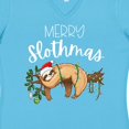 thumbnail image 4 of Inktastic Merry Slothmas Cute Christmas Sloth in Hat with Lights Women's V-Neck T-Shirt, 4 of 5