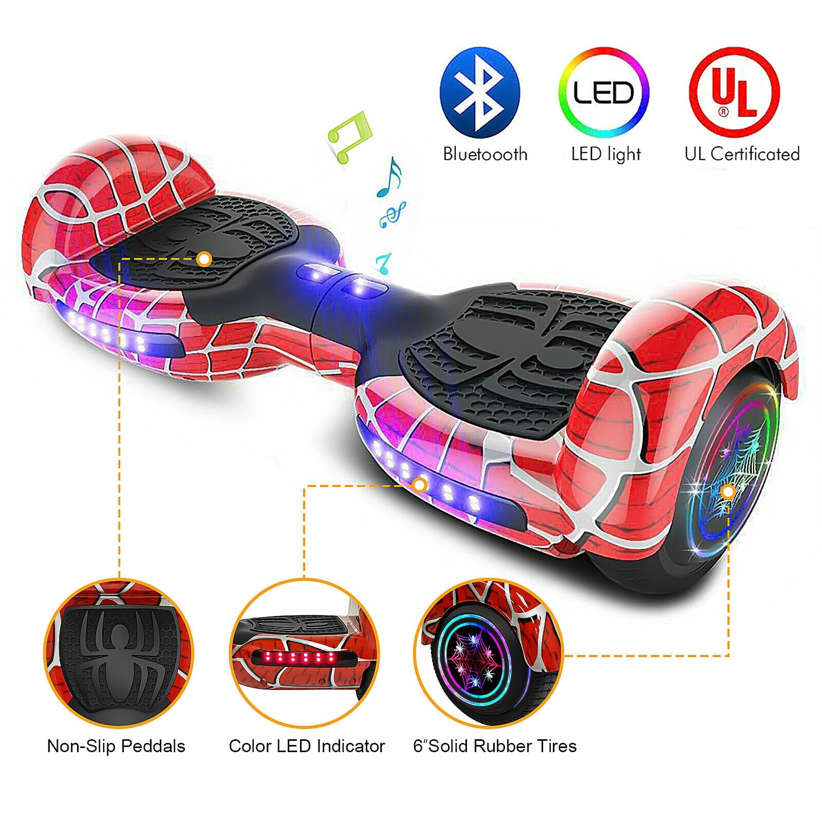 6.5" Bluetooth Hoverboard Self Balance Electric Scooter UL LED Wheels Sidelights 